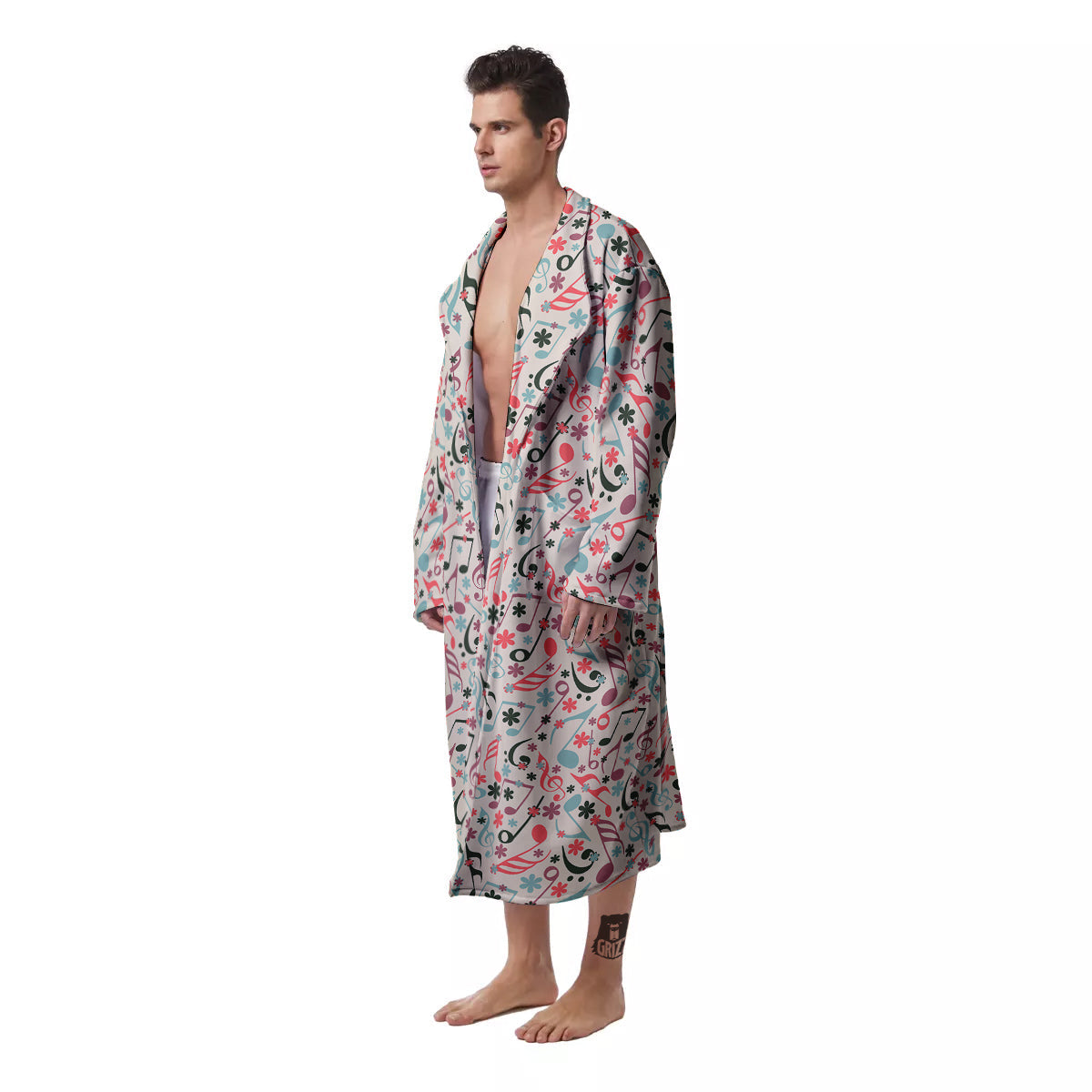 Music Notes Cute Print Pattern Men's Robe-grizzshop