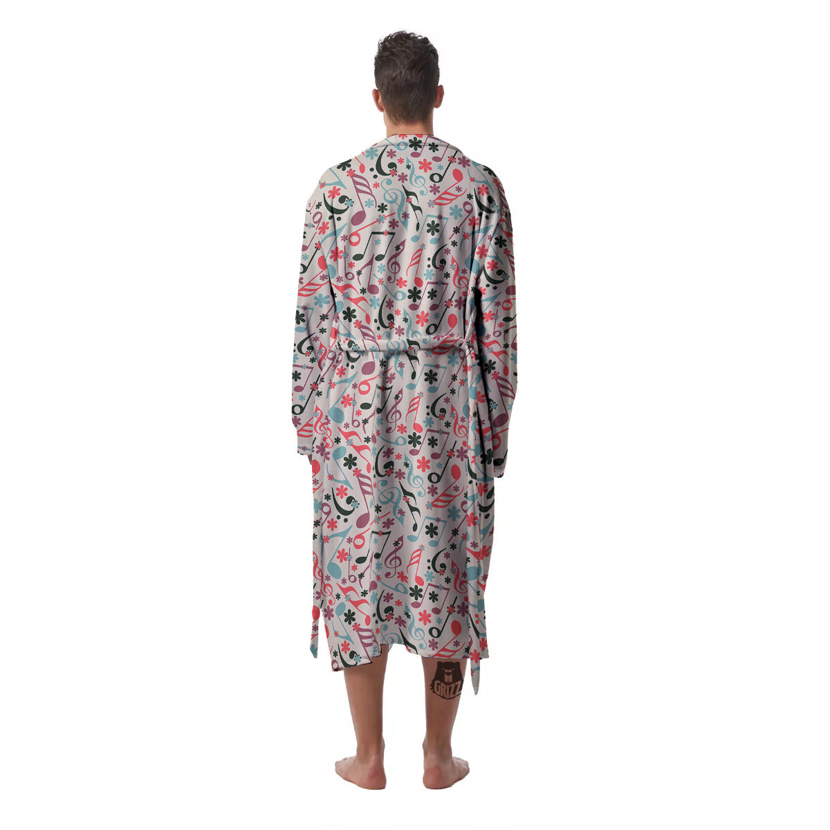 Music Notes Cute Print Pattern Men's Robe-grizzshop