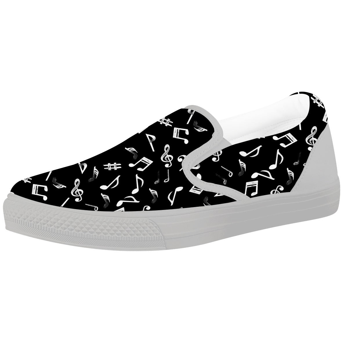 Music Notes Watercolor Print Pattern White Slip On Shoes-grizzshop