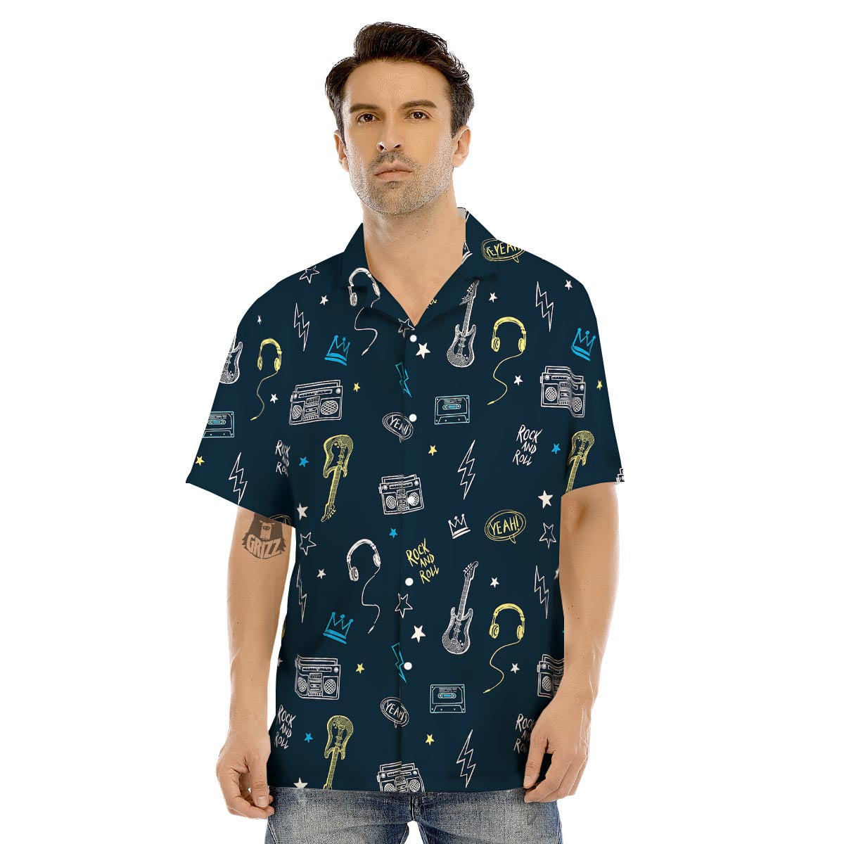 Music Rock And Roll Print Pattern Men's Hawaiian Shirt-grizzshop