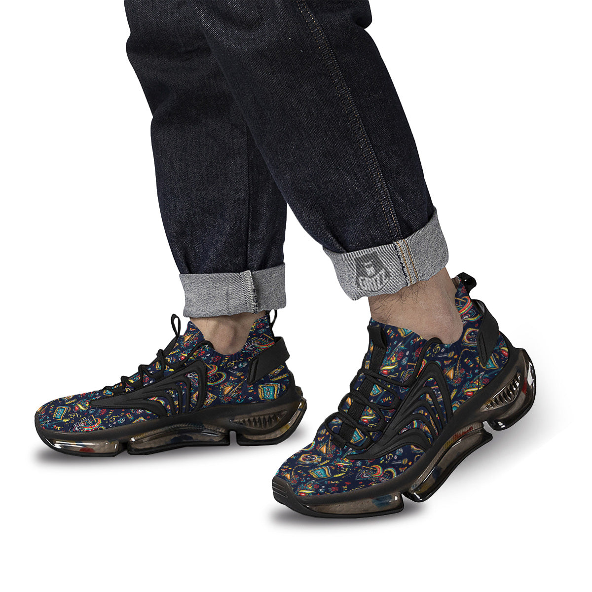 Musical Instruments Print Pattern Black Gym Shoes-grizzshop
