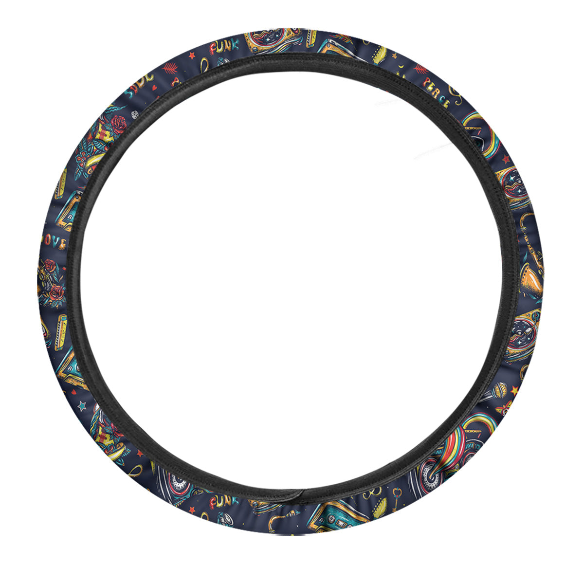 Musical Instruments Print Pattern Car Steering Wheel Cover-grizzshop