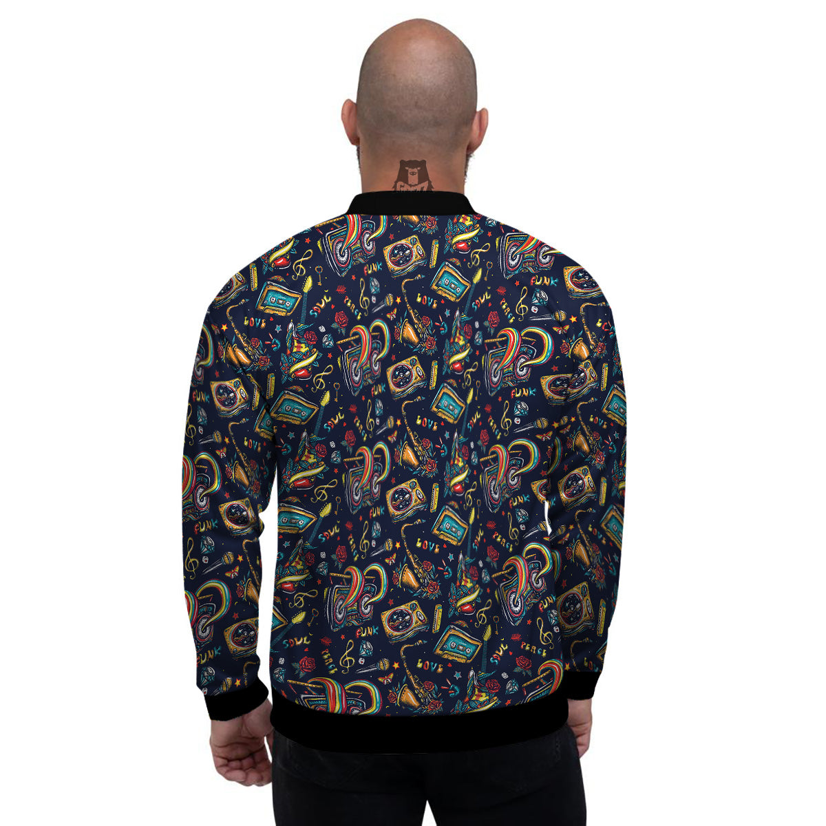 Musical Instruments Print Pattern Men's Bomber Jacket-grizzshop