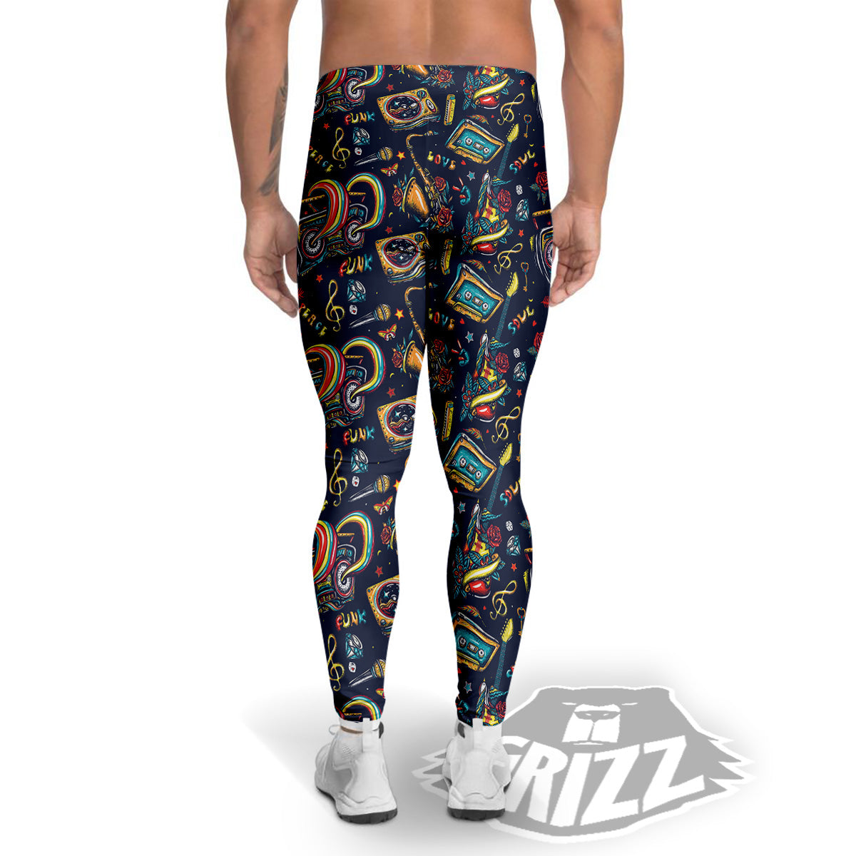 Musical Instruments Print Pattern Men's Leggings-grizzshop