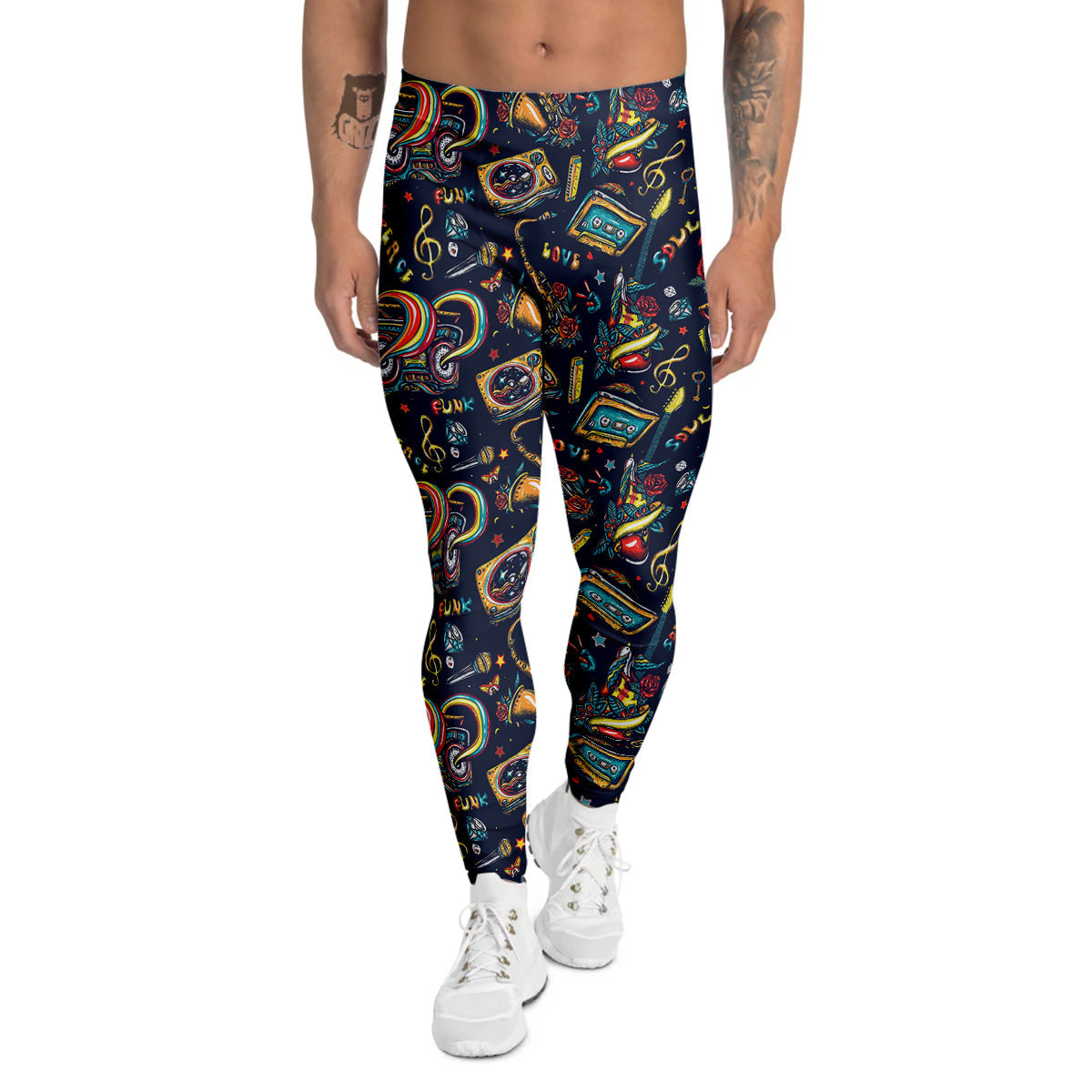 Musical Instruments Print Pattern Men's Leggings-grizzshop