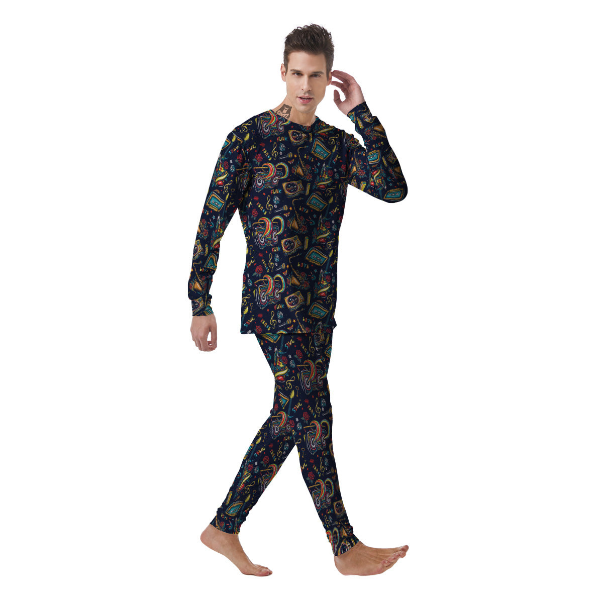 Musical Instruments Print Pattern Men's Pajamas-grizzshop