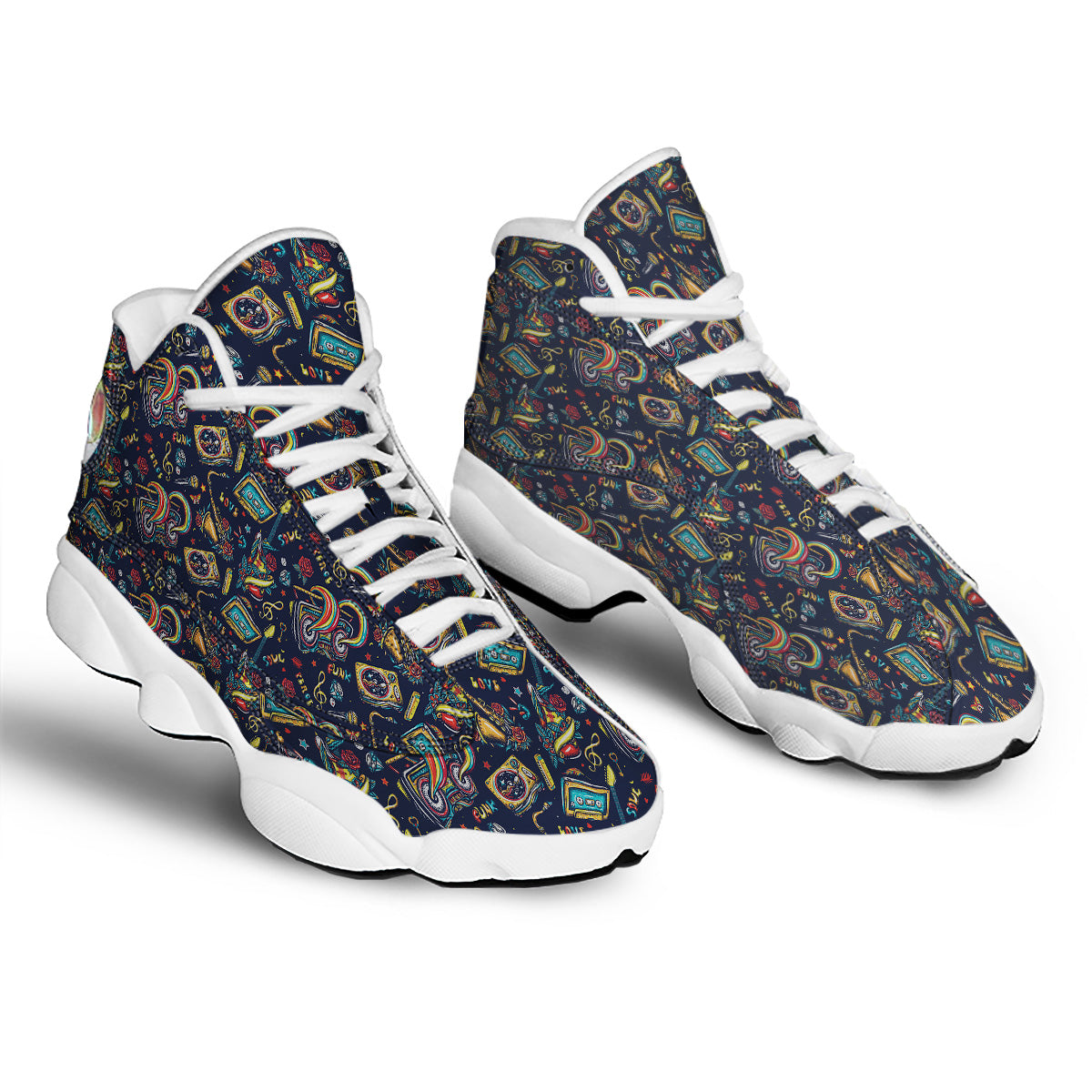 Musical Instruments Print Pattern White Basketball Shoes-grizzshop