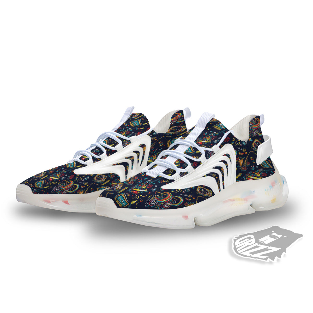 Musical Instruments Print Pattern White Gym Shoes-grizzshop