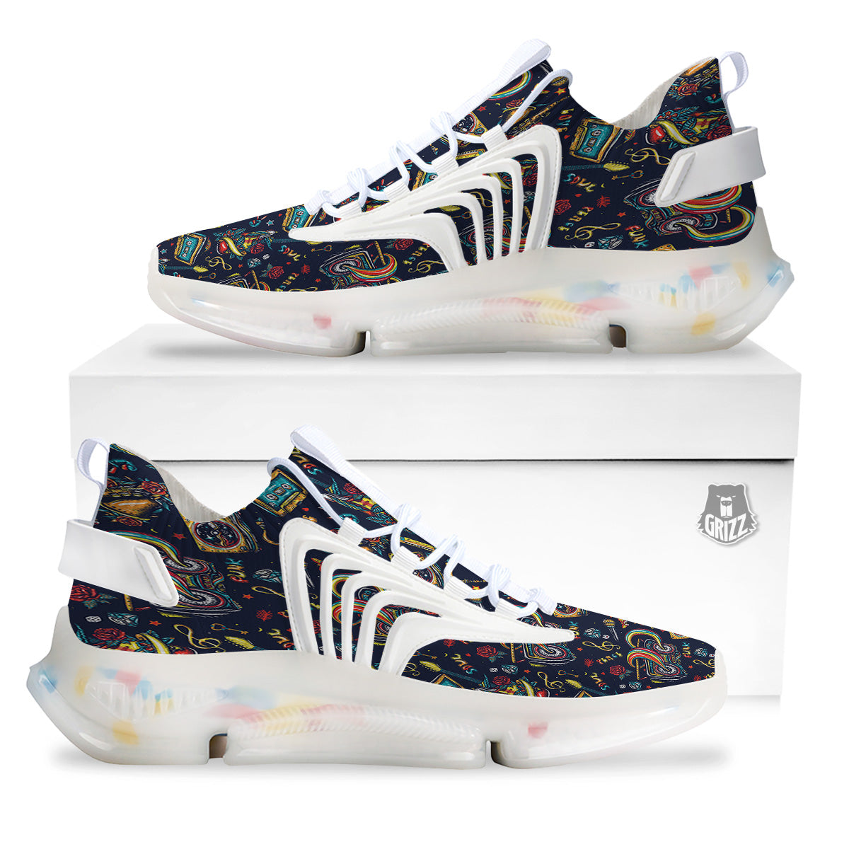 Musical Instruments Print Pattern White Gym Shoes-grizzshop