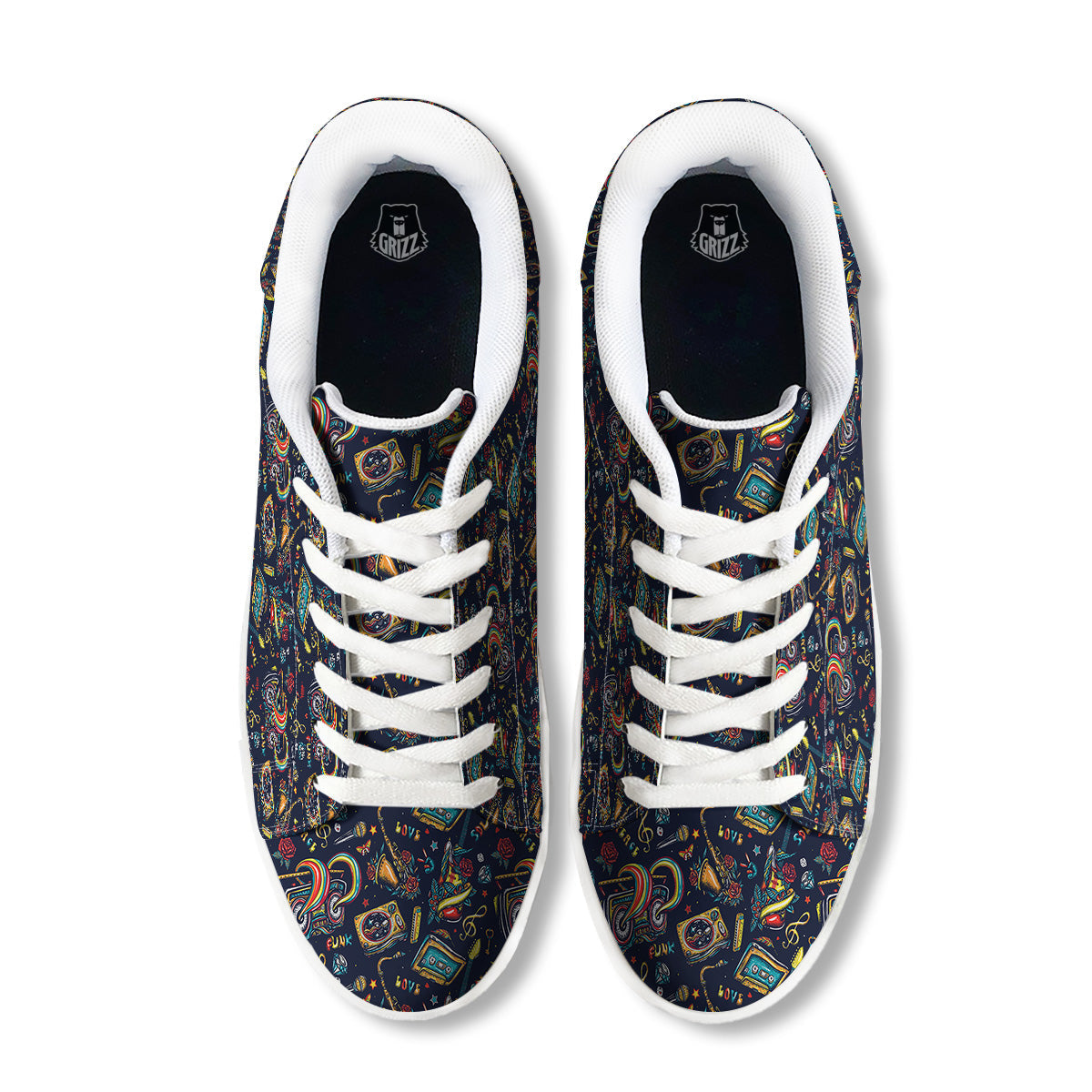 Musical Instruments Print Pattern White Low Top Sneakers-grizzshop