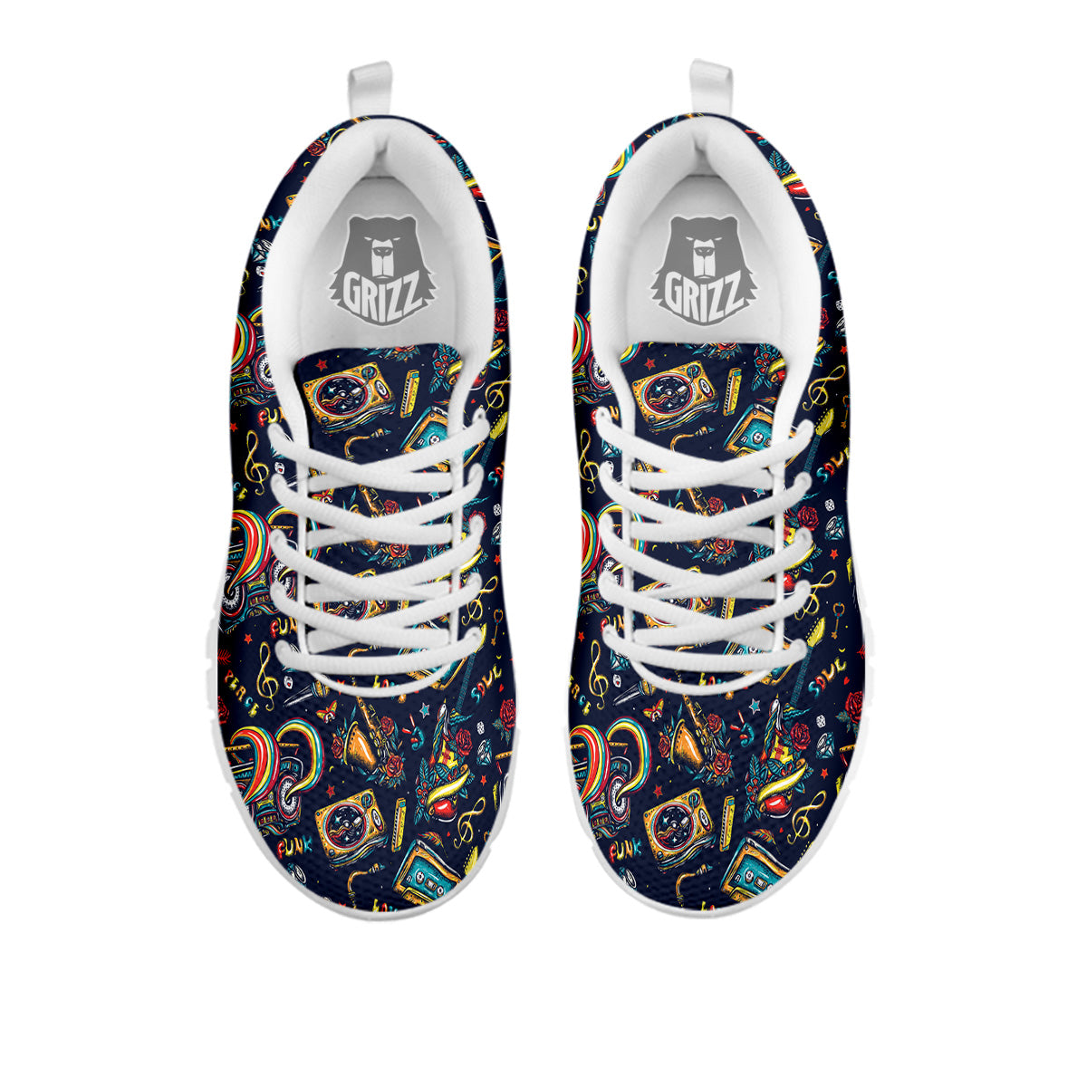 Musical Instruments Print Pattern White Sneaker-grizzshop