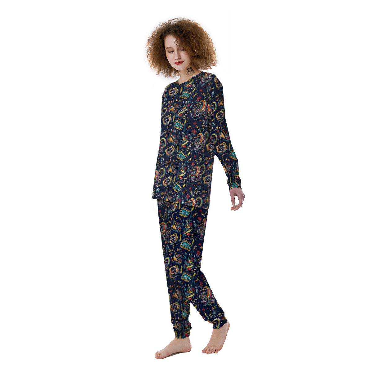 Musical Instruments Print Pattern Women's Pajamas-grizzshop