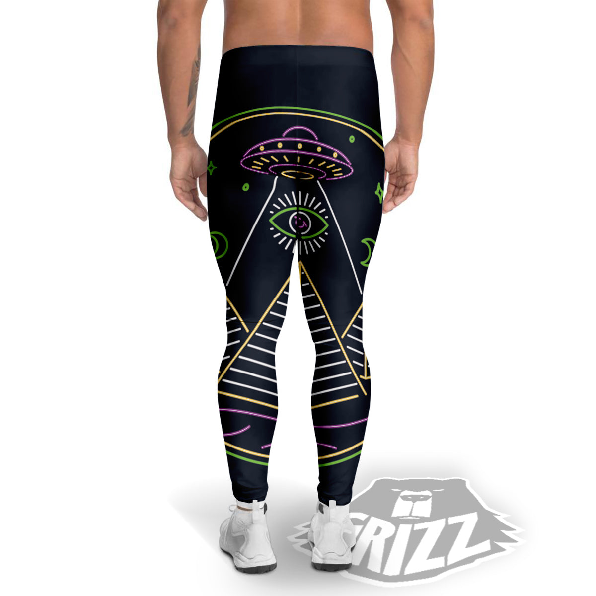 Mystery Of Egypt Neon Print Men's Leggings-grizzshop