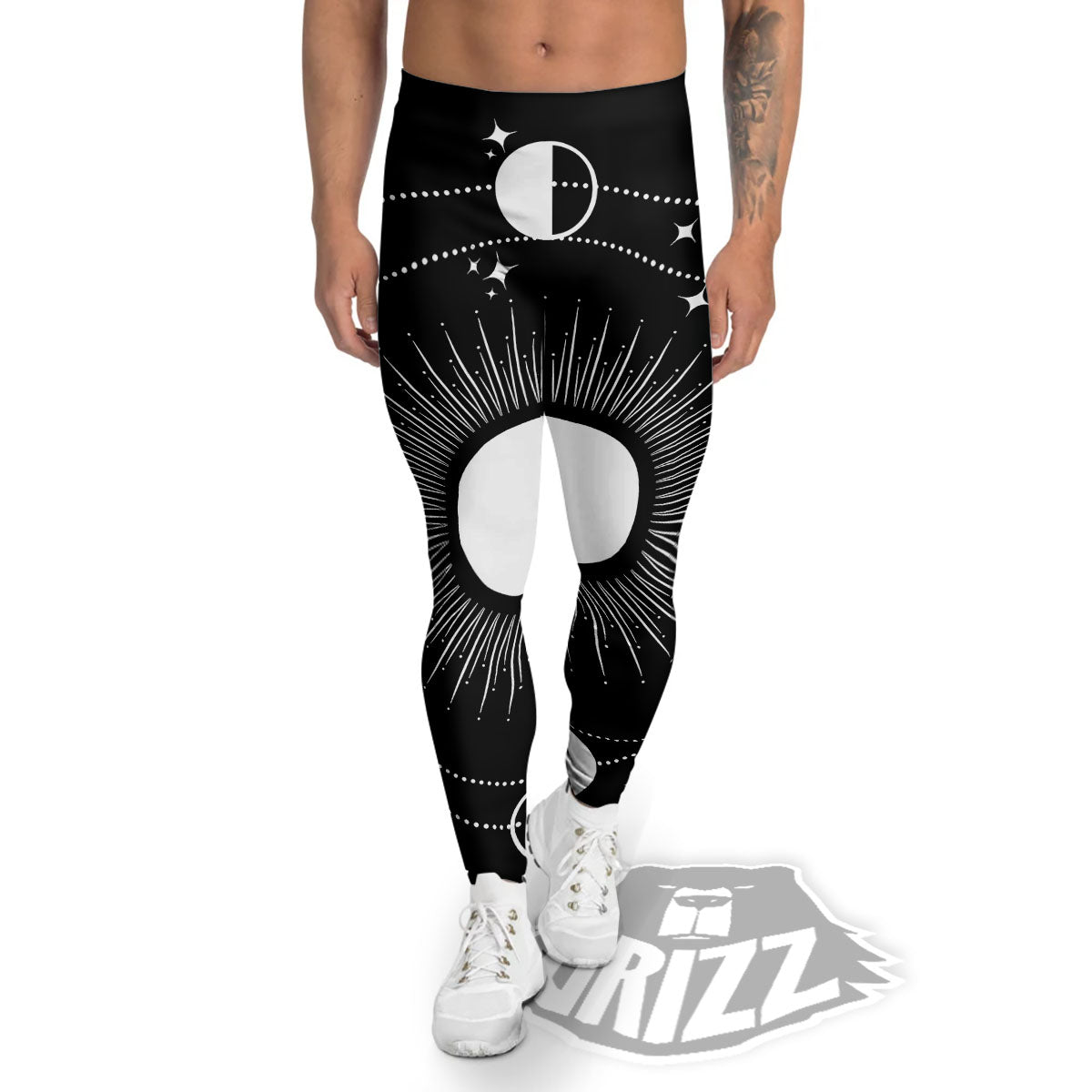 Mystic Wicca White And Black Print Men's Leggings-grizzshop