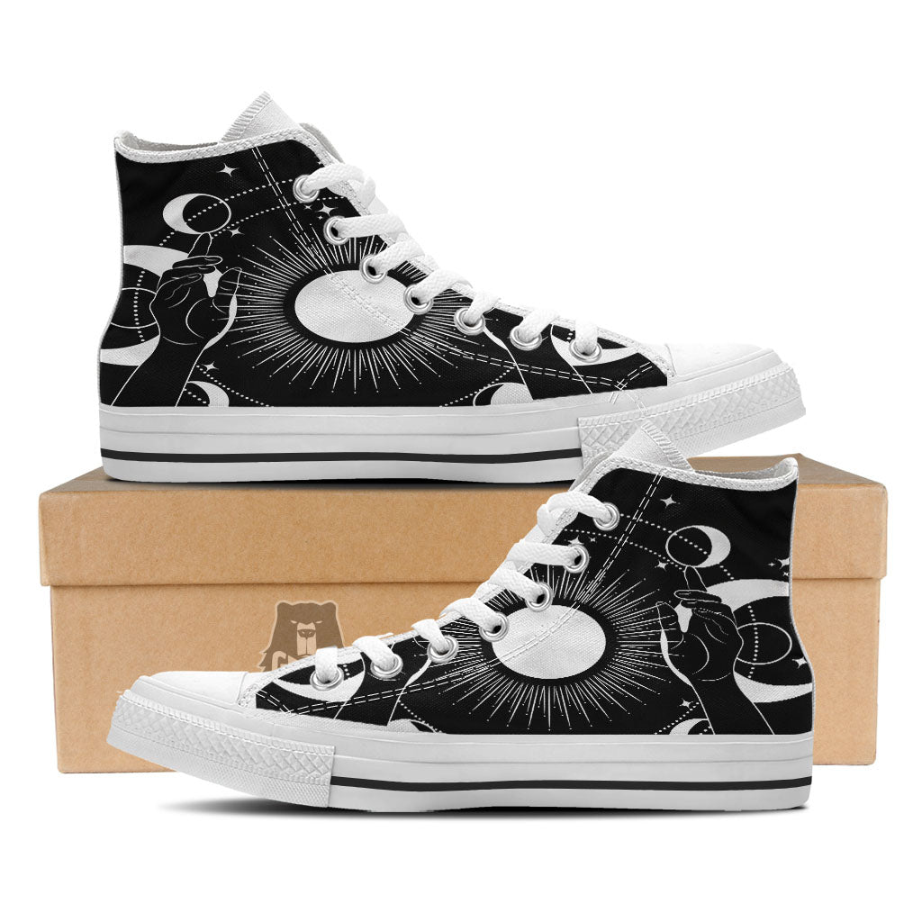 Mystic Wicca White And Black Print White High Top Shoes-grizzshop