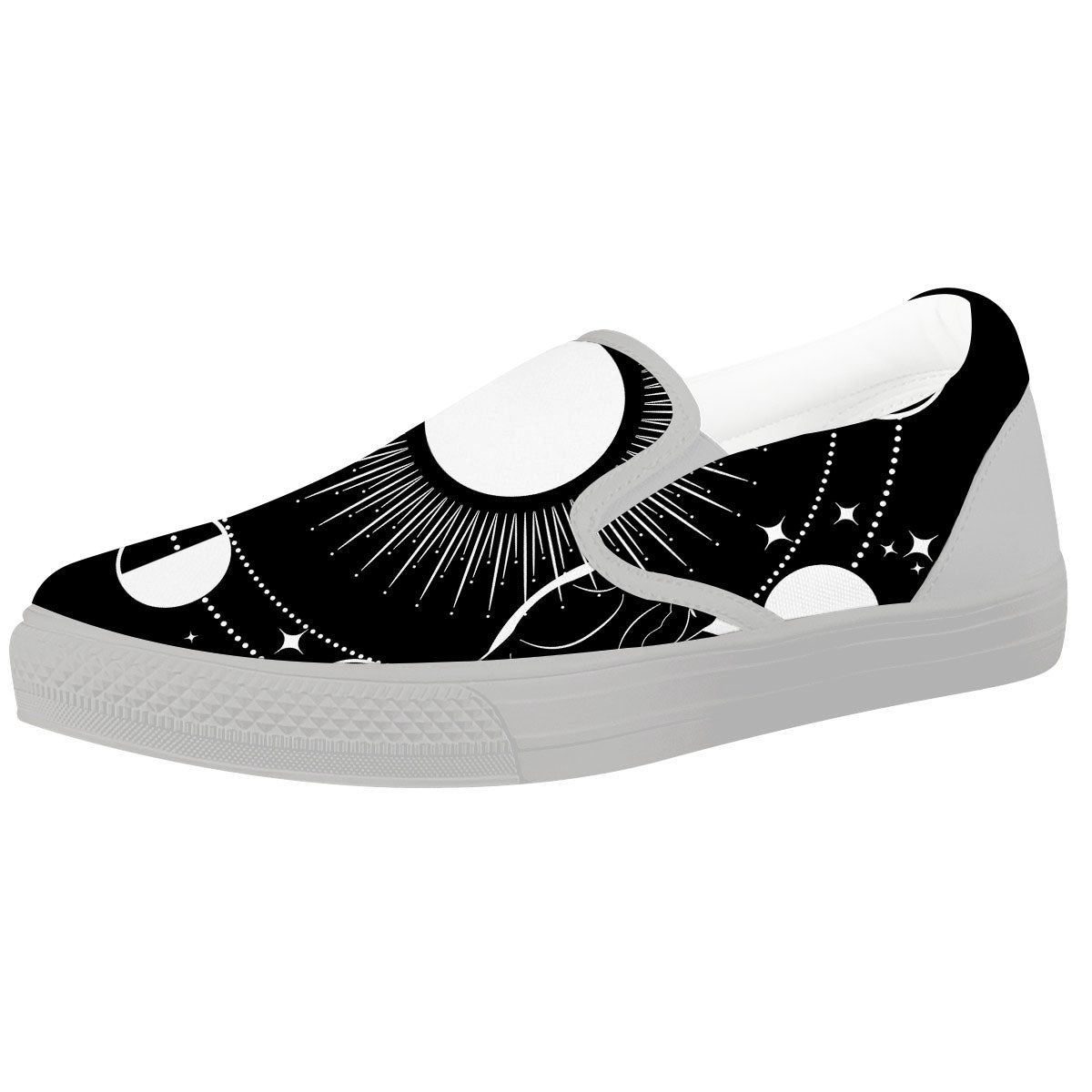 Mystic Wicca White And Black Print White Slip On Shoes-grizzshop
