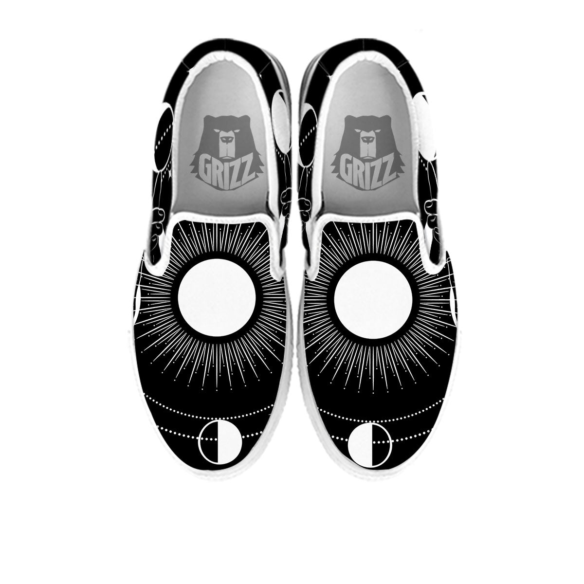 Mystic Wicca White And Black Print White Slip On Shoes-grizzshop