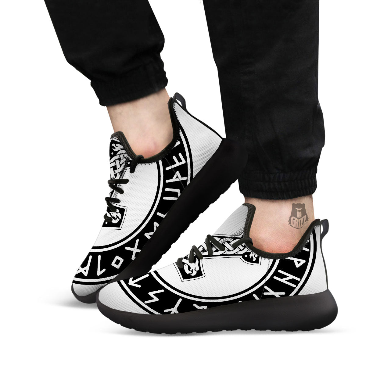 Mythology Mjolnir Norse Print Black Athletic Shoes-grizzshop