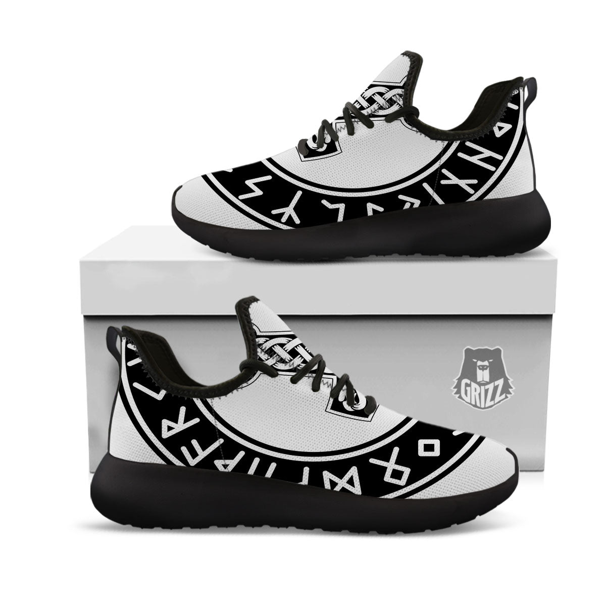 Mythology Mjolnir Norse Print Black Athletic Shoes-grizzshop