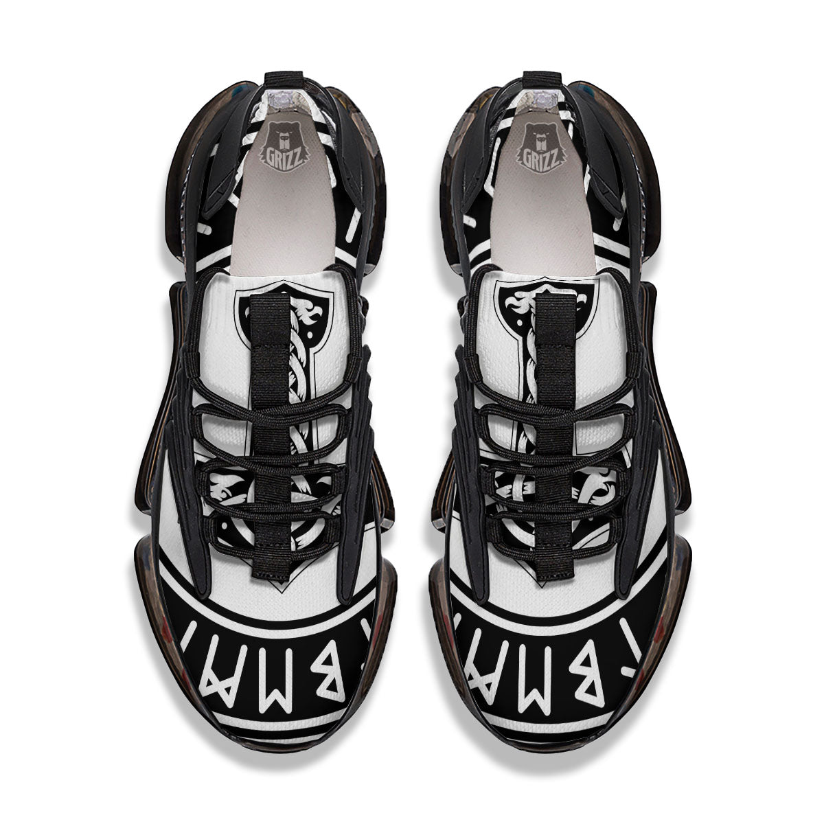 Mythology Mjolnir Norse Print Black Gym Shoes-grizzshop