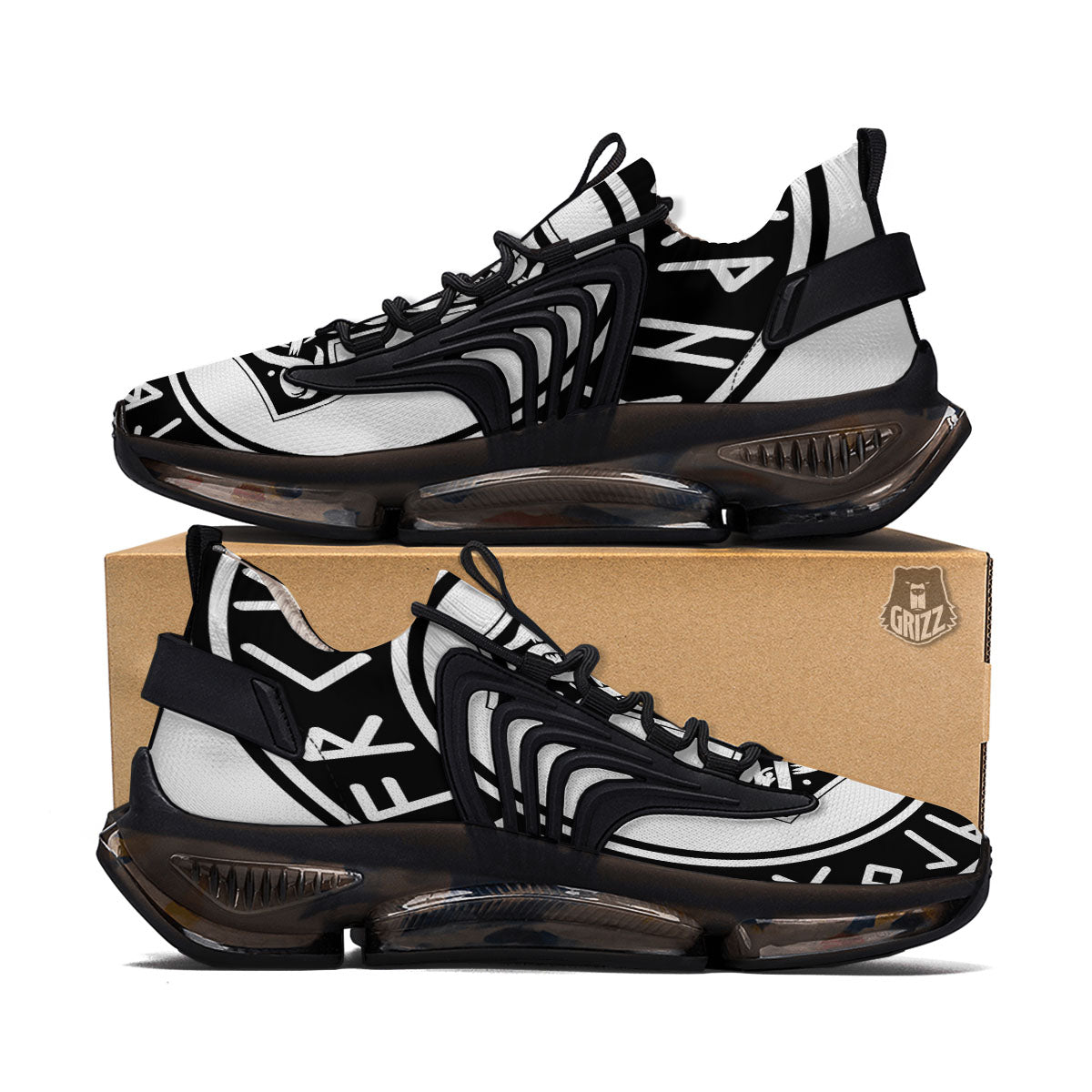 Mythology Mjolnir Norse Print Black Gym Shoes-grizzshop