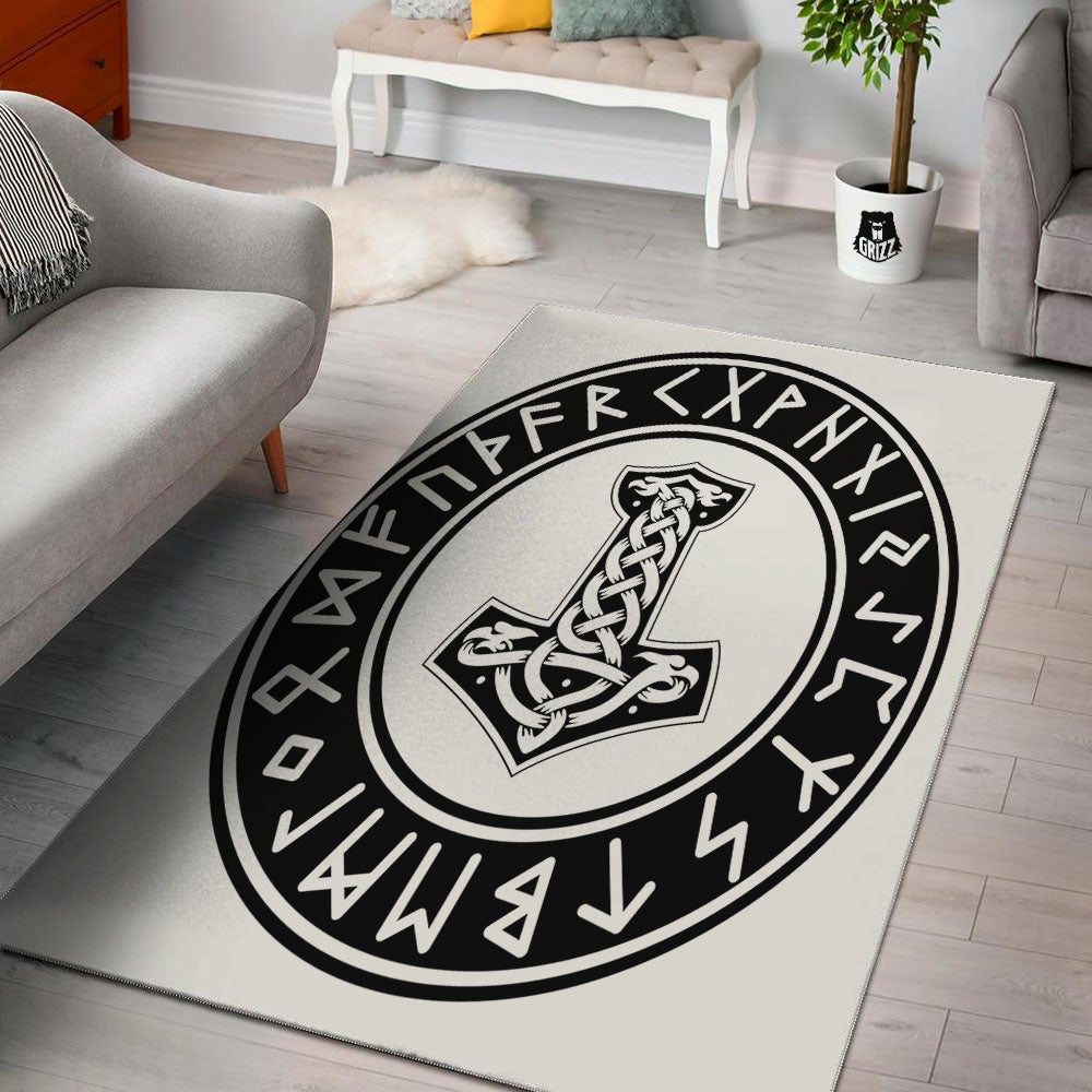 Mythology Mjolnir Norse Print Floor Mat-grizzshop