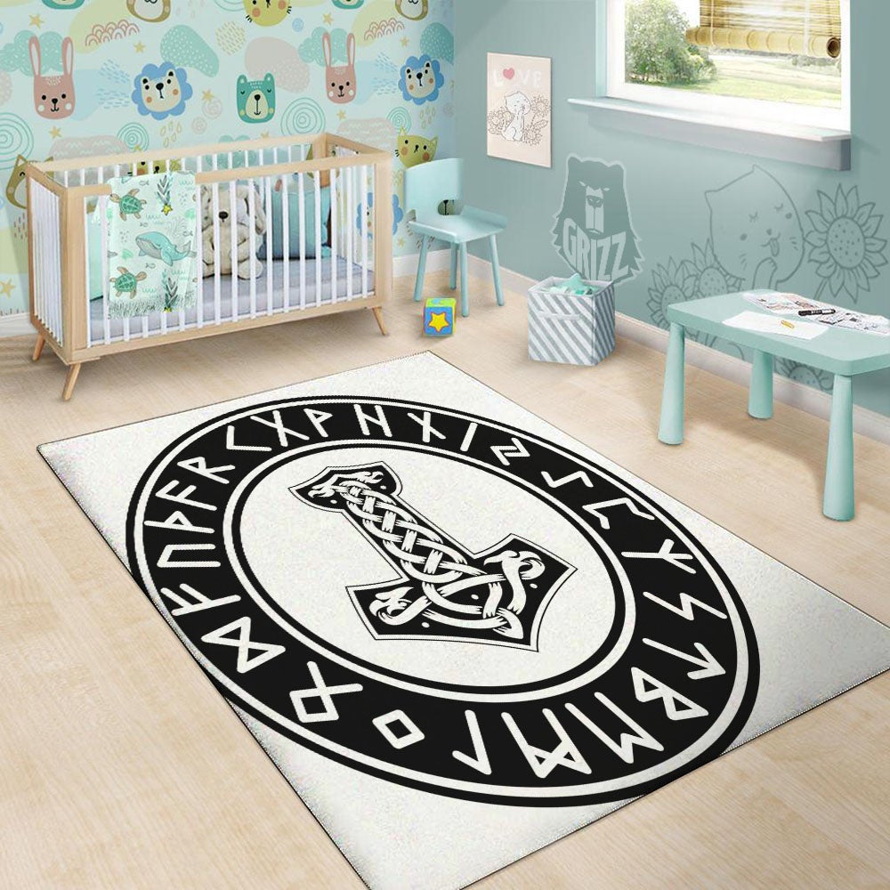 Mythology Mjolnir Norse Print Floor Mat-grizzshop