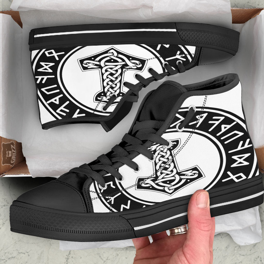 Mythology Mjolnir Norse Print High Top Shoes-grizzshop