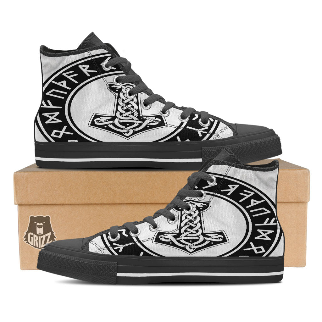 Mythology Mjolnir Norse Print High Top Shoes-grizzshop