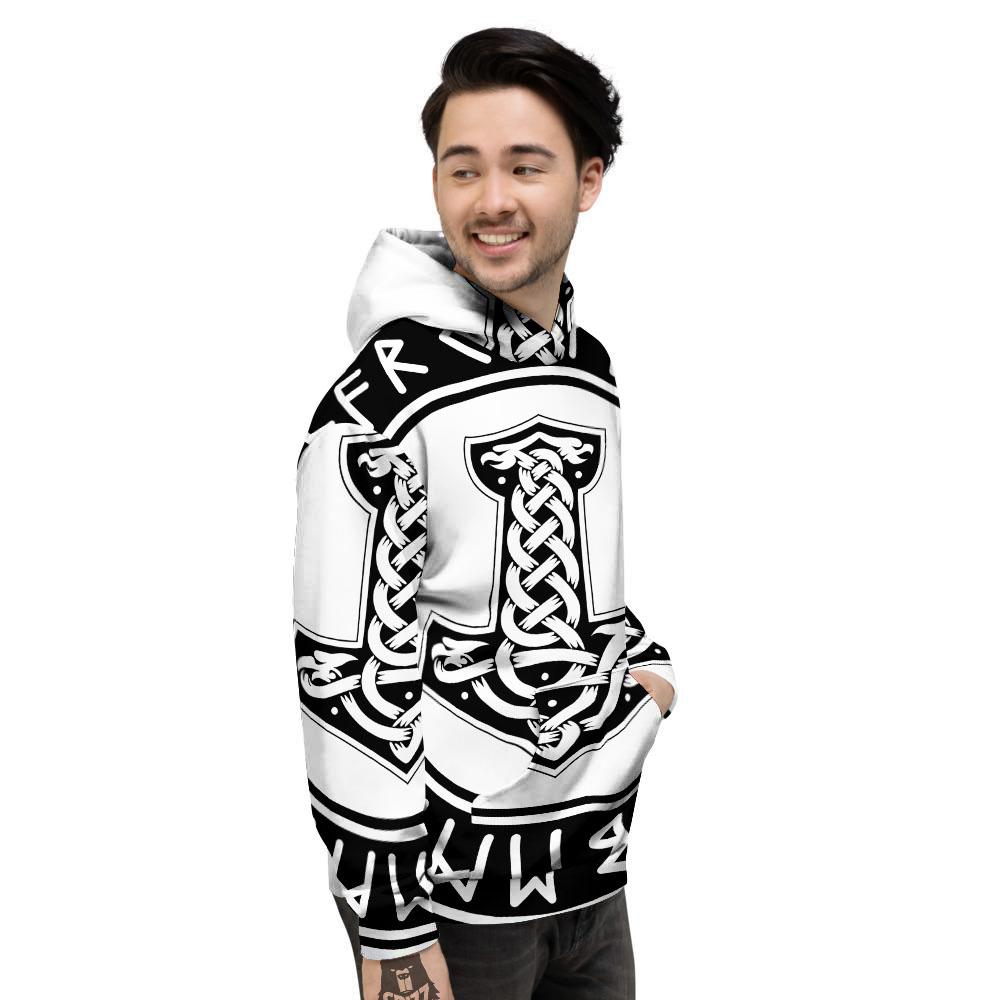 Mythology Mjolnir Norse Print Men's Hoodie-grizzshop
