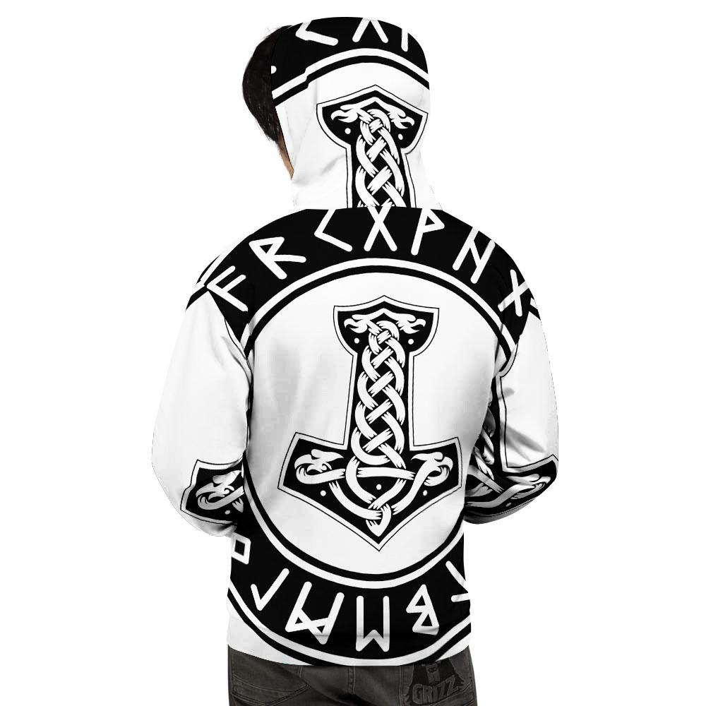 Mythology Mjolnir Norse Print Men's Hoodie-grizzshop