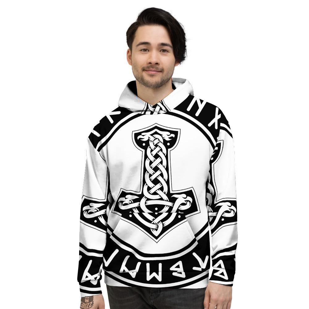 Mythology Mjolnir Norse Print Men's Hoodie-grizzshop