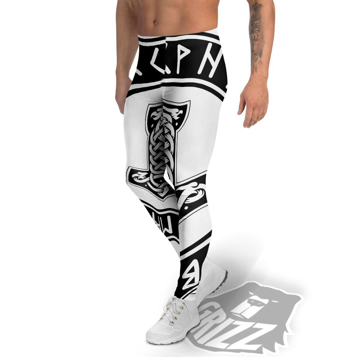 Mythology Mjolnir Norse Print Men's Leggings-grizzshop