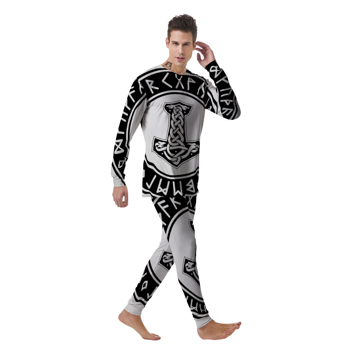 Mythology Mjolnir Norse Print Men's Pajamas-grizzshop