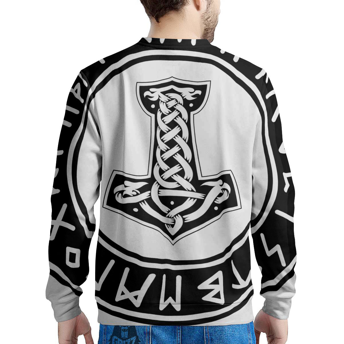 Mythology Mjolnir Norse Print Men's Sweatshirt-grizzshop