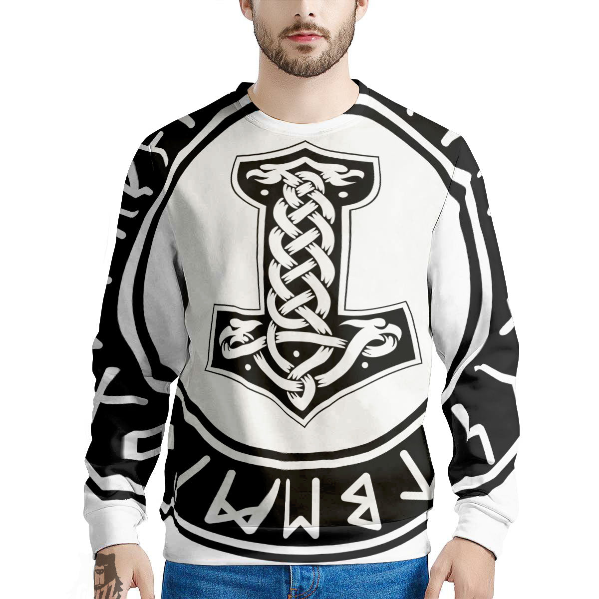 Mythology Mjolnir Norse Print Men's Sweatshirt-grizzshop