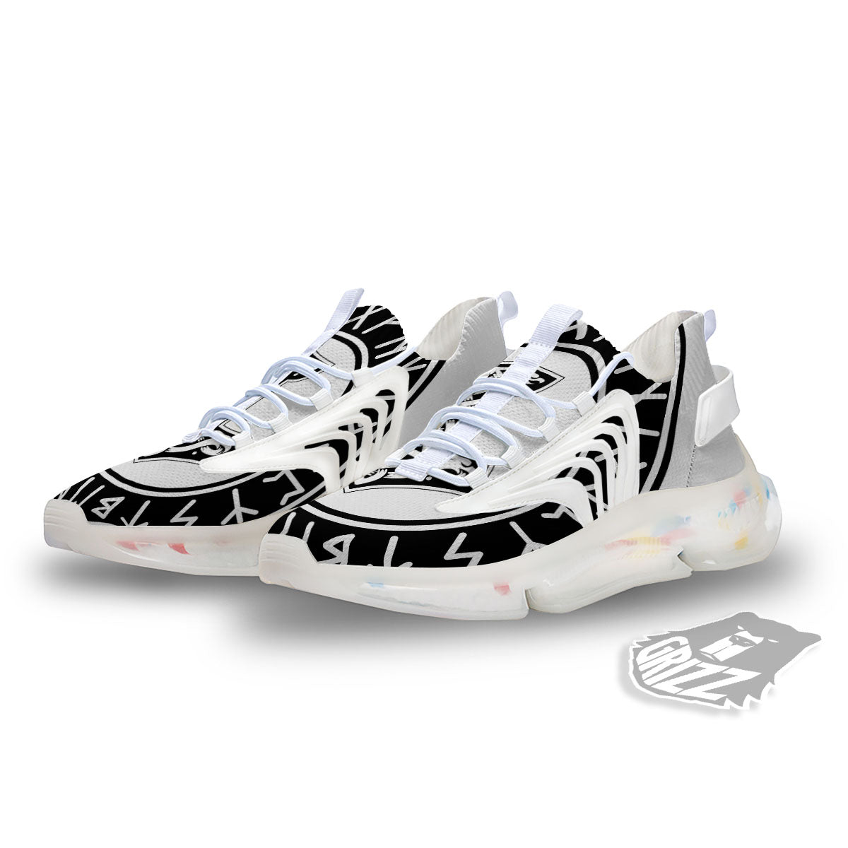 Mythology Mjolnir Norse Print White Gym Shoes-grizzshop