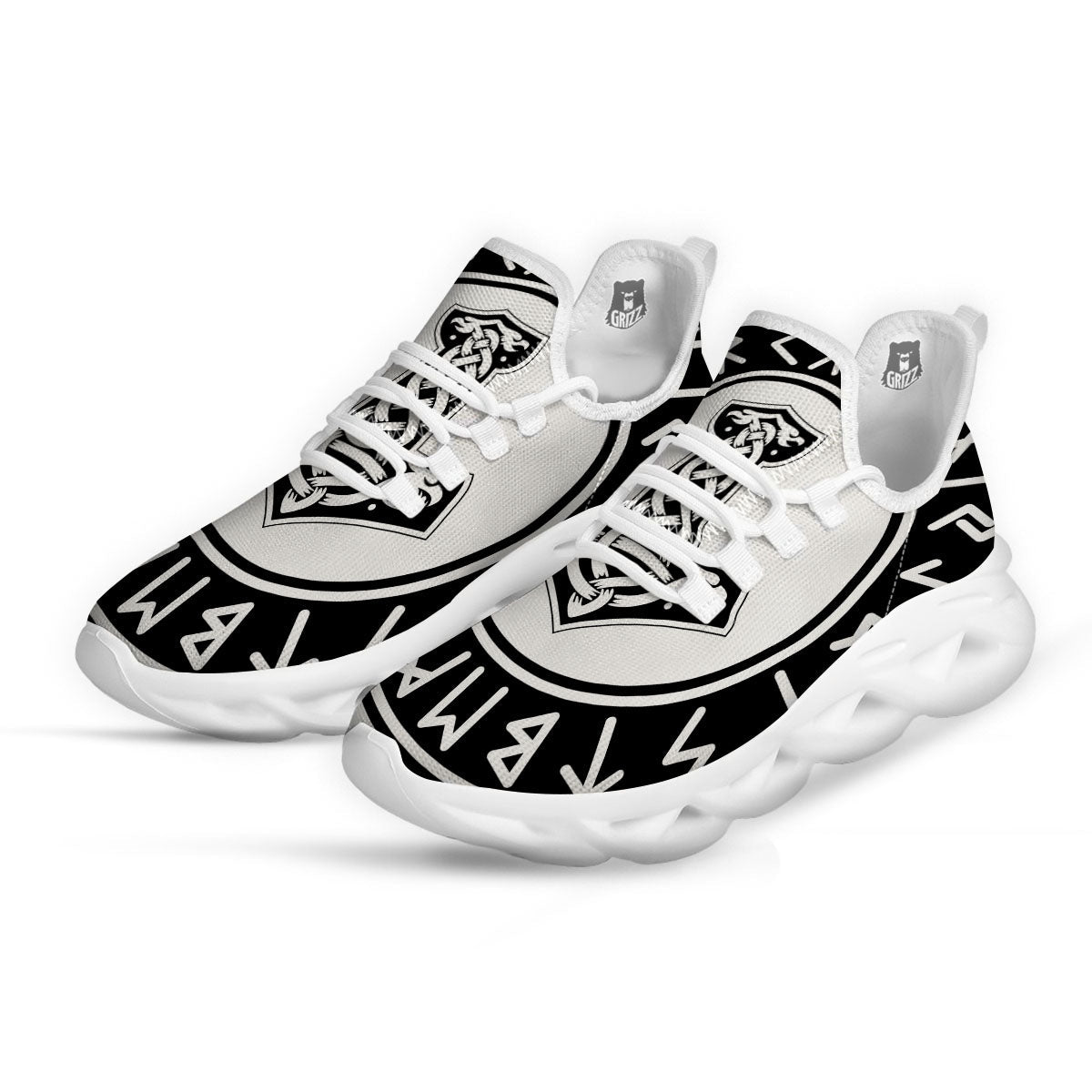 Mythology Mjolnir Norse Print White Running Shoes-grizzshop