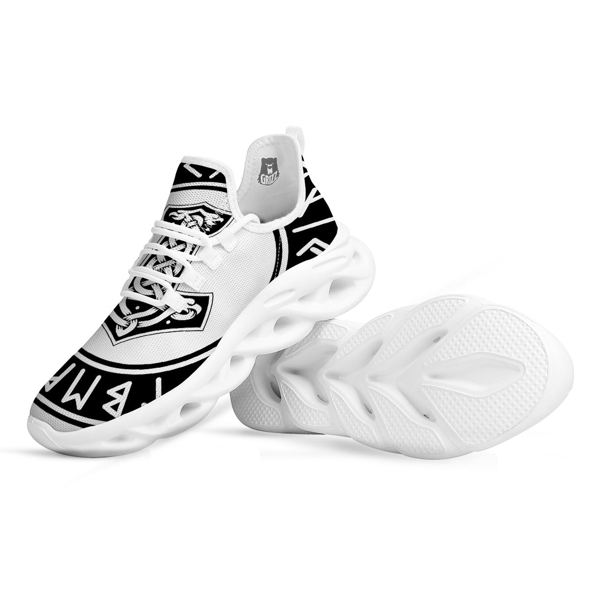 Mythology Mjolnir Norse Print White Running Shoes-grizzshop