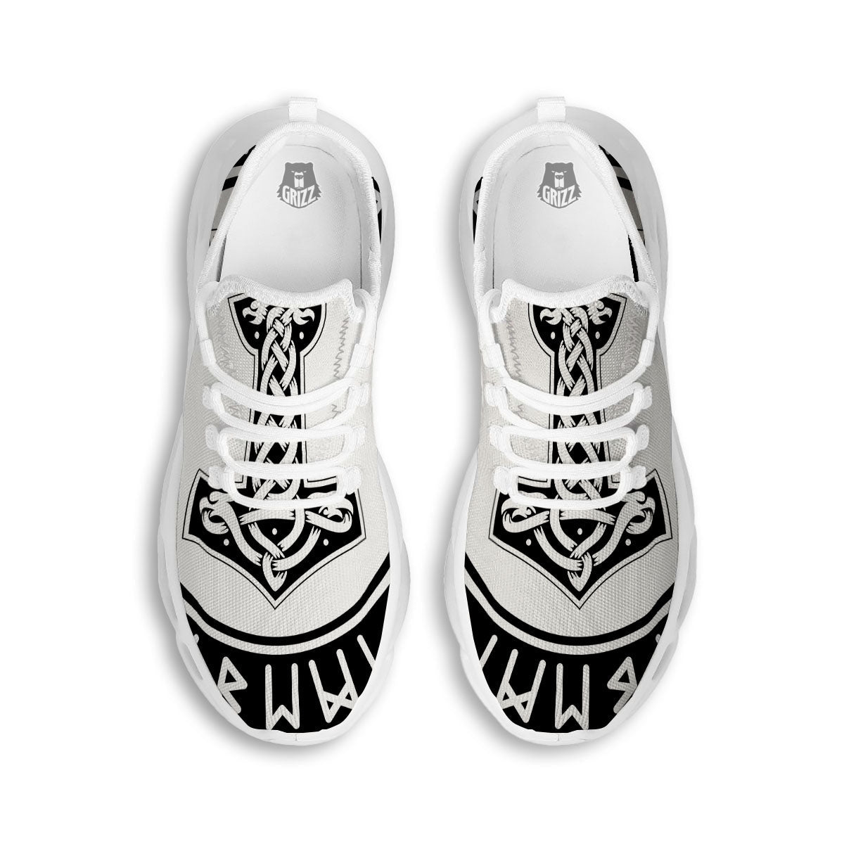 Mythology Mjolnir Norse Print White Running Shoes-grizzshop