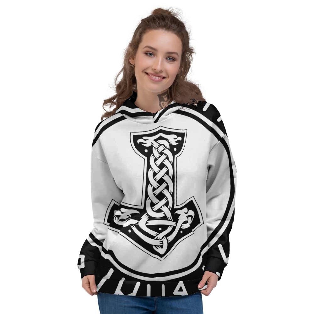 Mythology Mjolnir Norse Print Women's Hoodie-grizzshop