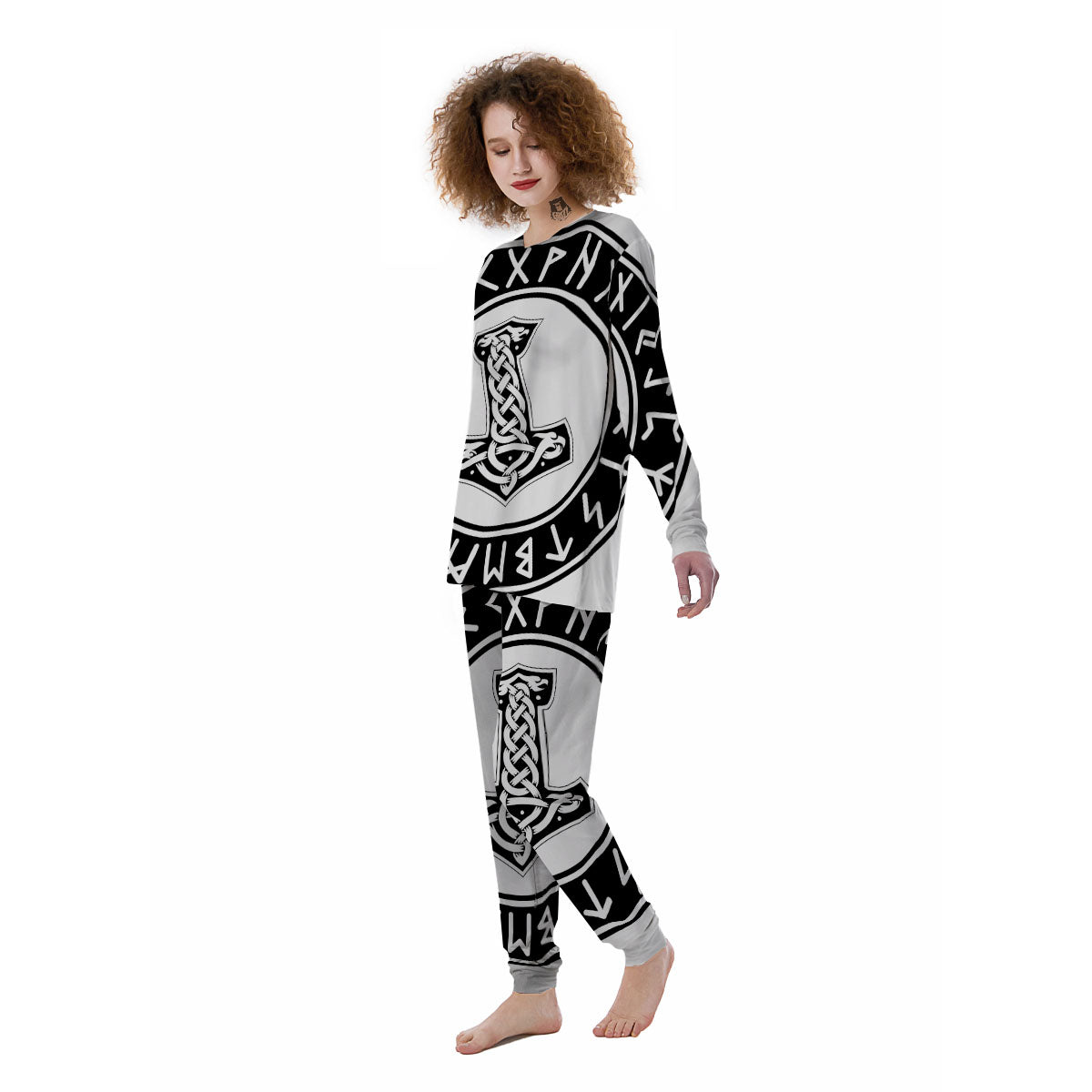 Mythology Mjolnir Norse Print Women's Pajamas-grizzshop