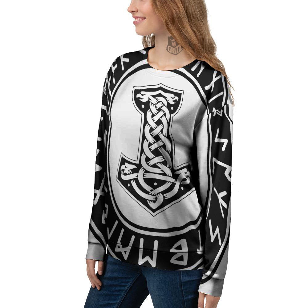 Mythology Mjolnir Norse Print Women's Sweatshirt-grizzshop