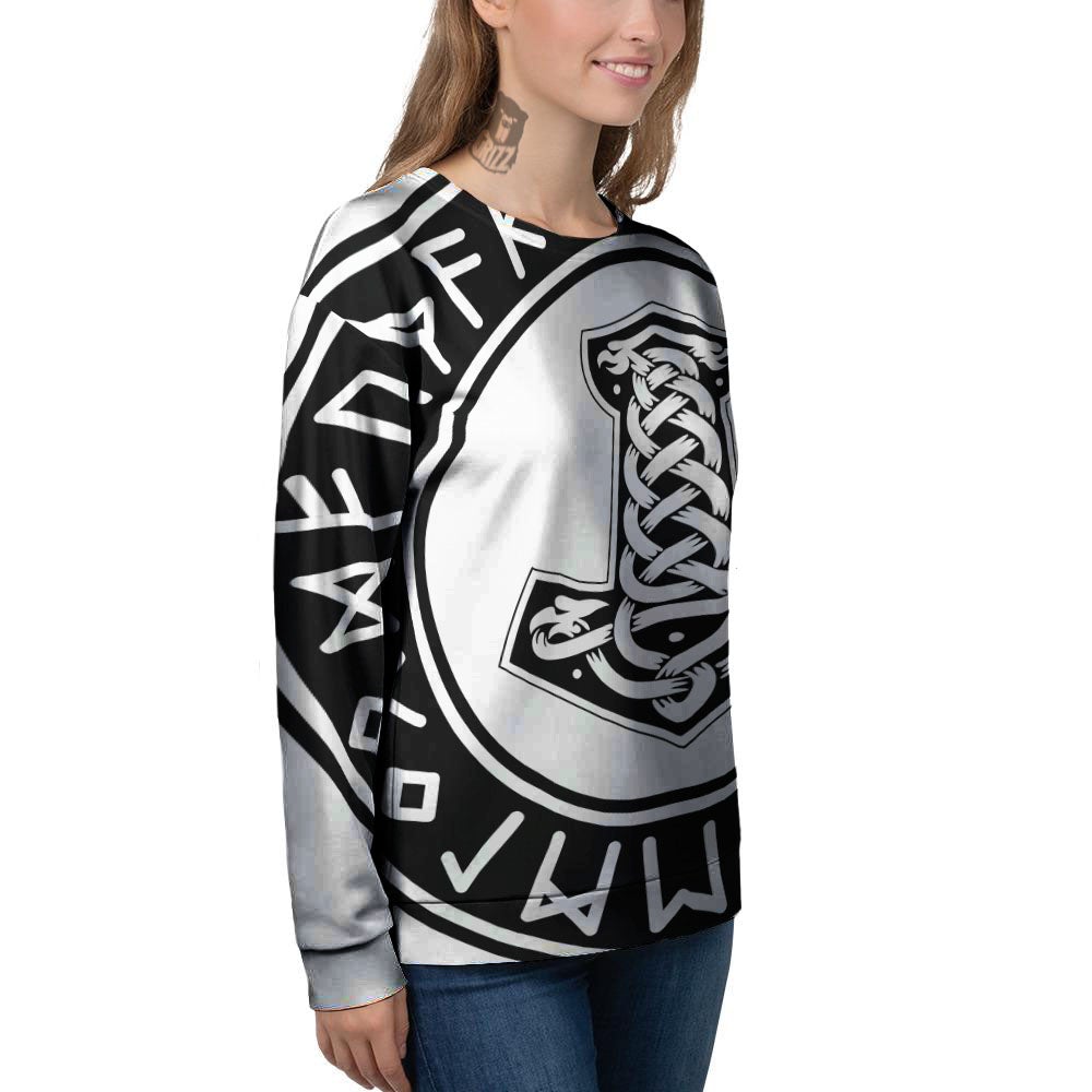 Mythology Mjolnir Norse Print Women's Sweatshirt-grizzshop
