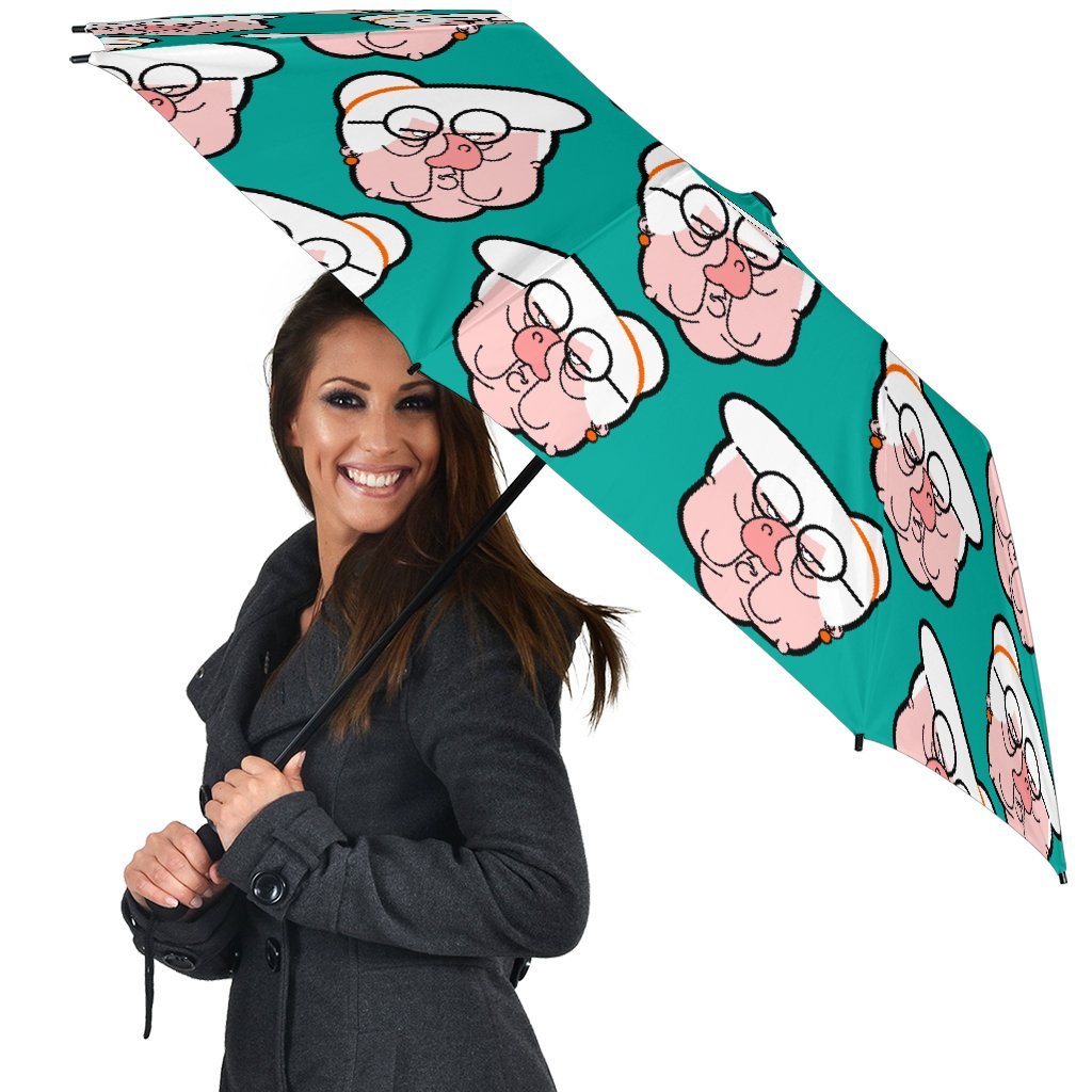 Nana Grandma Pattern Print Automatic Foldable Umbrella-grizzshop