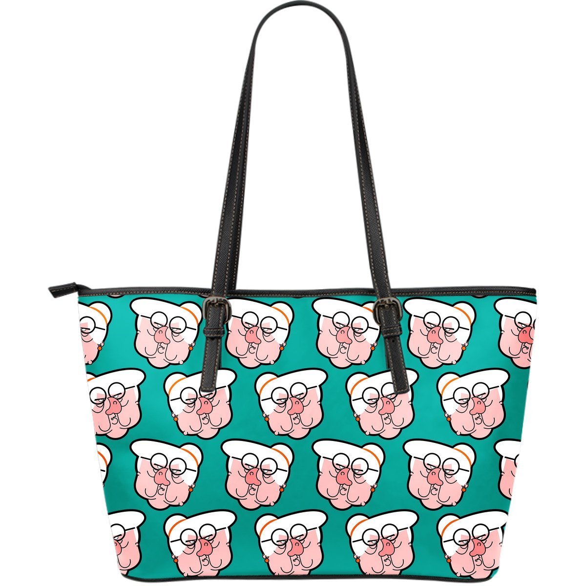 Nana Grandma Pattern Print Leather Tote Bag-grizzshop