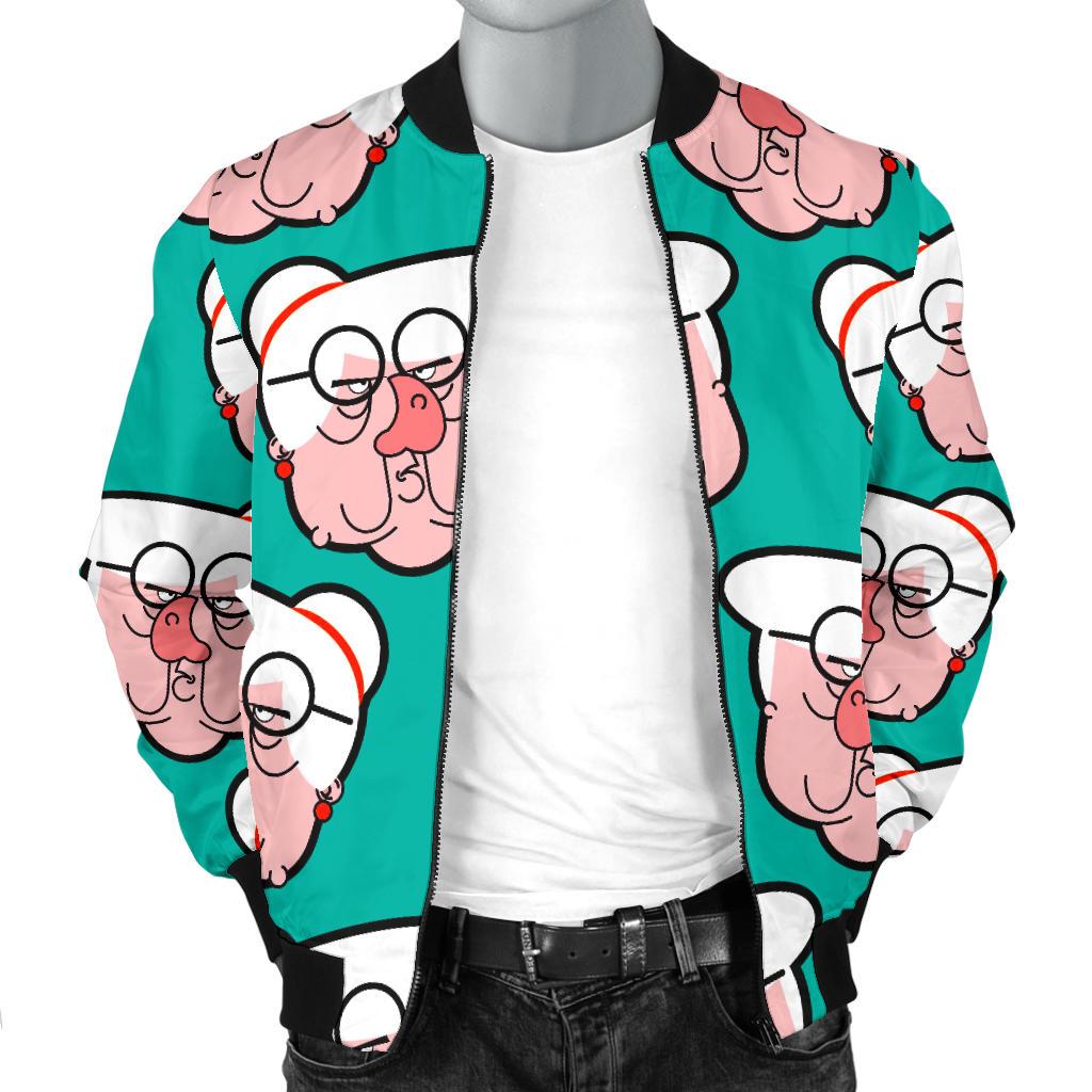 Nana Grandma Pattern Print Men's Bomber Jacket-grizzshop