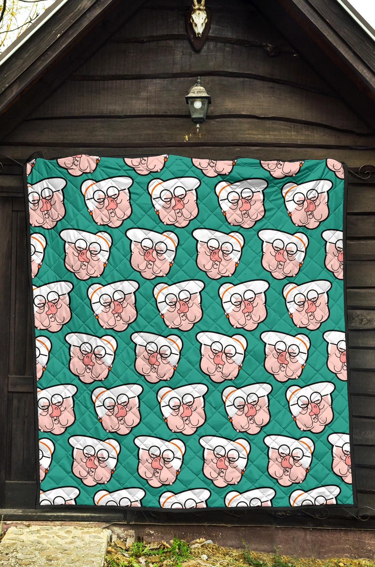 Nana Grandma Pattern Print Quilt-grizzshop