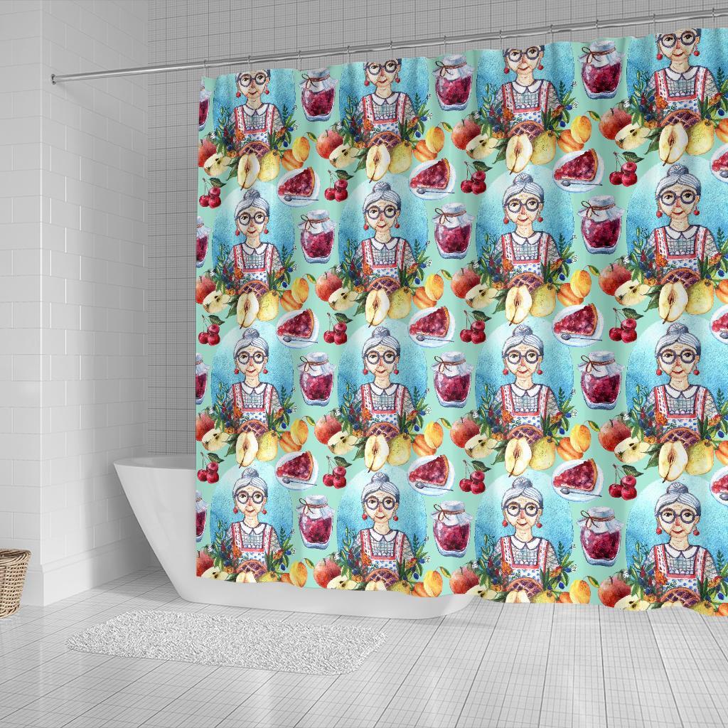 Nana Grandma Print Pattern Bathroom Shower Curtain-grizzshop