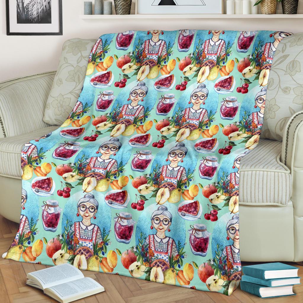 Nana Grandma Print Pattern Blanket-grizzshop